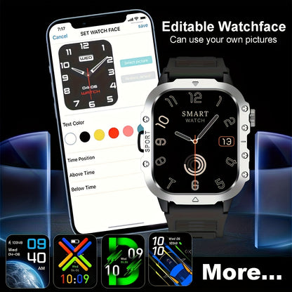 Smart Watch 2.01 Inch Large Screen LED Flashlight Fitness Tracker for Men Women Compatible Android iPhone Outdoor Sports Activity Tracker Heart Rate Monitor Step Counter Sleep Tracker