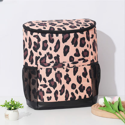Insulated Cooler Backpack 30 Can Leopard Print with Mesh Pockets & Adjustable Straps - Leakproof Nylon Cooler Bag for Beach Camping Picnic Hiking Travel Daily Use