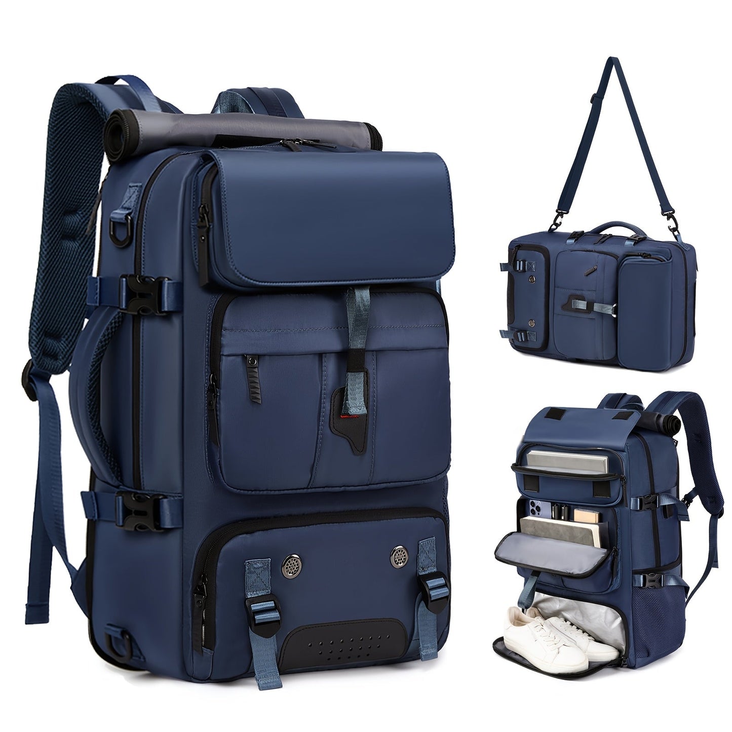 Large Laptop Backpack with Shoe Compartment – Multi-Functional Travel Backpack for Men & Women, Business, College & Carry-On Bag with USB Charging Port, Waterproof, Fits 15.6" Laptop