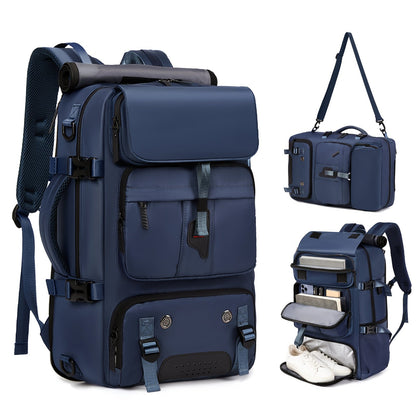 Large Laptop Backpack with Shoe Compartment – Multi-Functional Travel Backpack for Men & Women, Business, College & Carry-On Bag with USB Charging Port, Waterproof, Fits 15.6" Laptop