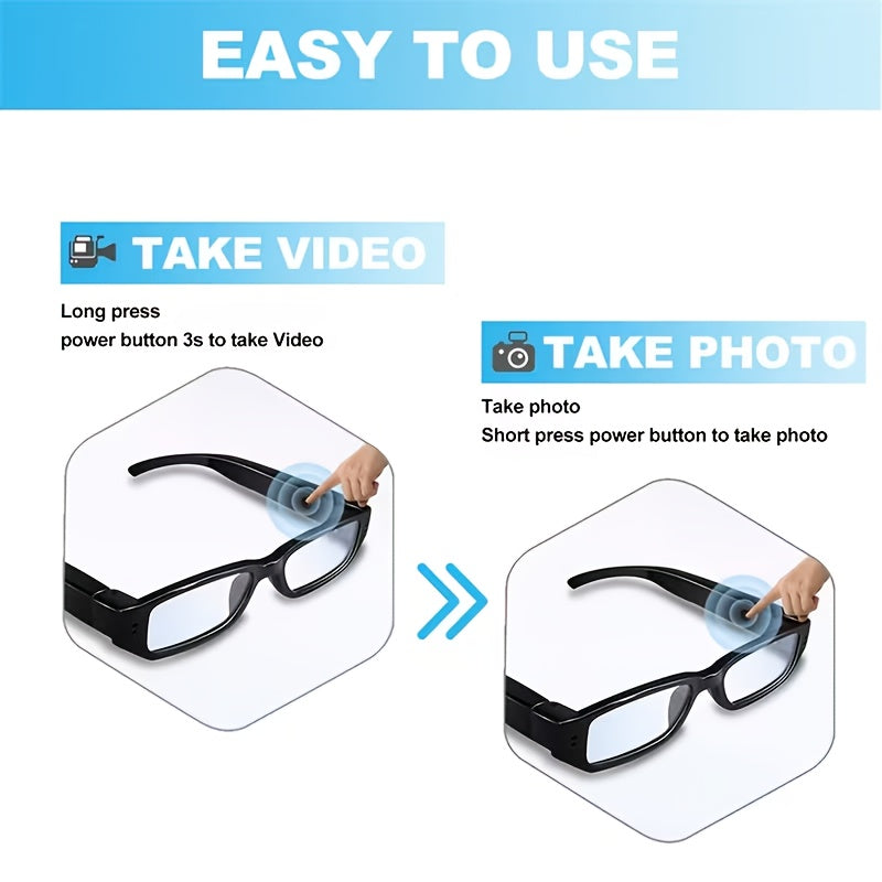 1080P HD Video Glasses Camera with TF Card Slot – Portable Digital Recorder, USB Powered, No Driver Required, for Sports, Outdoor Activities & Meetings, Includes 32GB TF Card