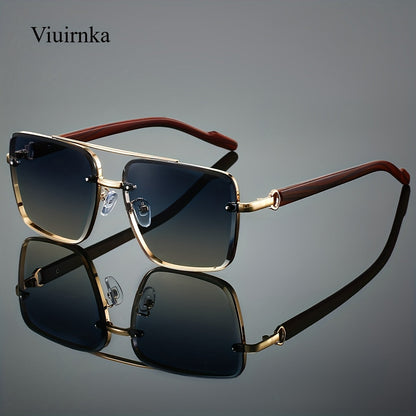 Retro Square Woodgrain Sunglasses for Men & Women – UV400 Gradient AC Lenses, Lightweight PC Frame, 7 Color Options, Vintage Street Style Eyewear for Driving, Travel & Everyday Wear