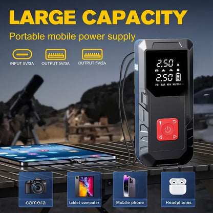 10000A Car Jump Starter with 350PSI Air Compressor, 9-in-1 Portable Battery Jump Starter Pack with LED Light, USB Type-C Fast Charging, Tire Inflator – 12V Car Emergency Kit & Gift