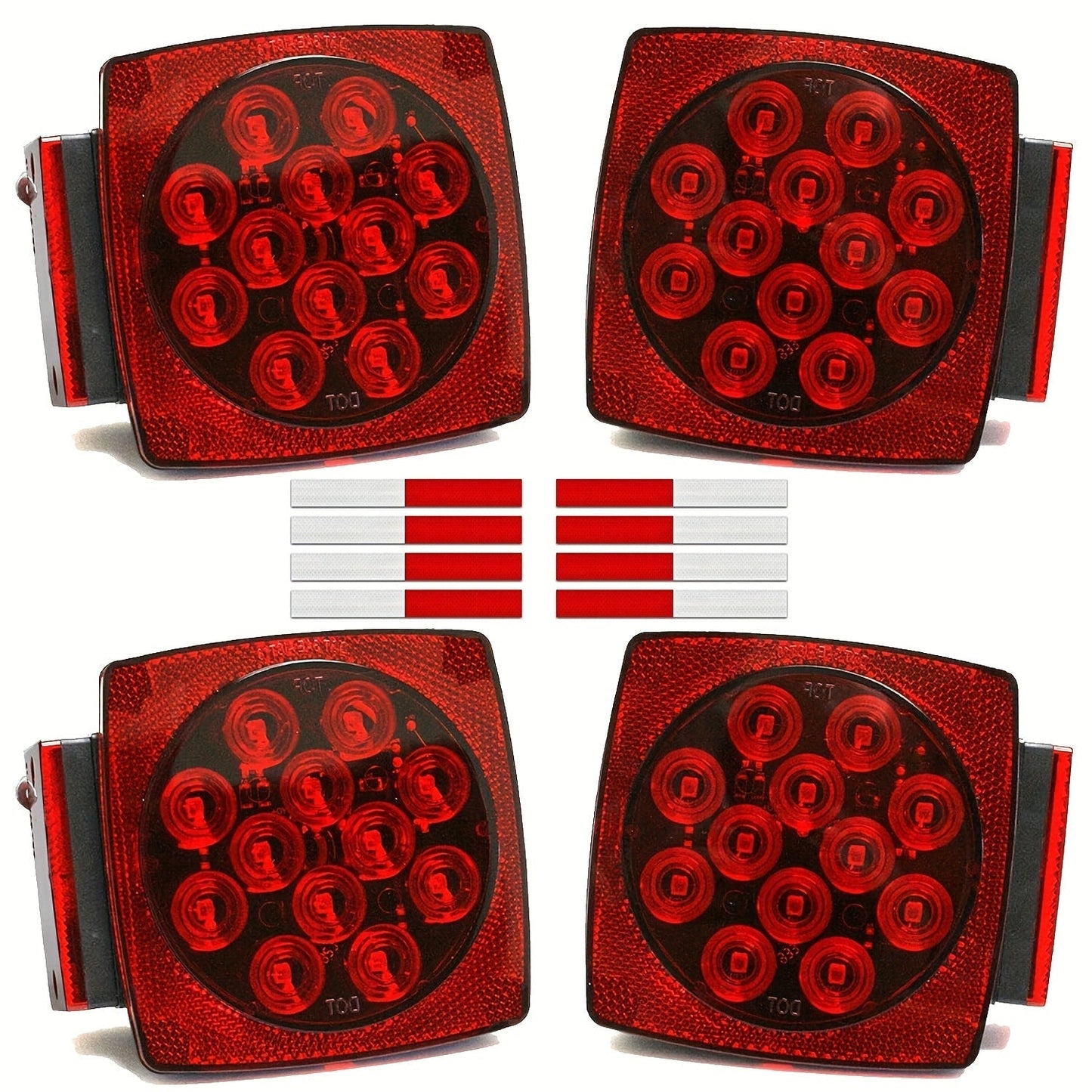 12V LED Trailer Lights Kit Stop Tail Turn Signal License Plate Light for Trailers Under 80" - Square Trailer Tail Lights for Boat Trailer Truck RV Camper Marine with Wiring Options