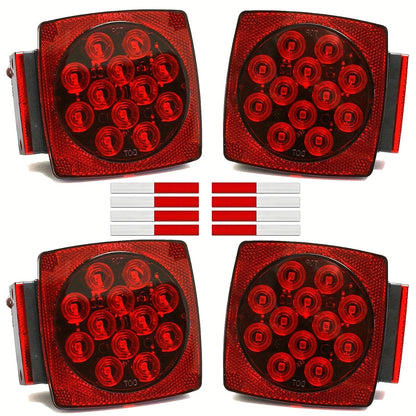 12V LED Trailer Lights Kit Stop Tail Turn Signal License Plate Light for Trailers Under 80" - Square Trailer Tail Lights for Boat Trailer Truck RV Camper Marine with Wiring Options