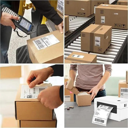 4x6 Direct Thermal Fanfold Shipping Labels 1000 or 4000 Pack – White Perforated Waterproof Self-Adhesive Labels, 500 Per Stack, Compatible with Zebra, Rollo, MUNBYN & Most Thermal Printers