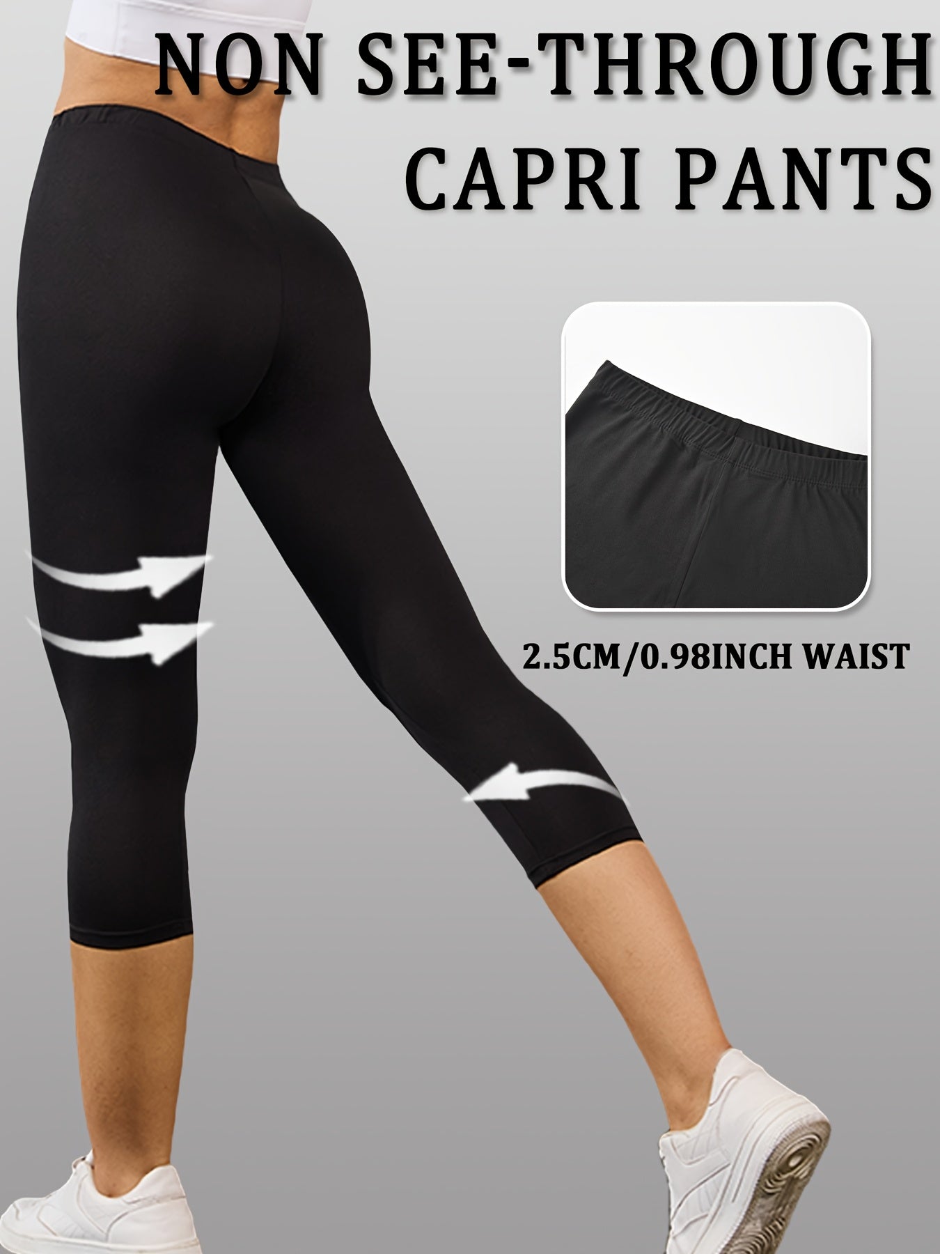 Women's Capri Pants 5-Pack Super Soft No See-Through High-Stretch Skinny Fit Solid Color Yoga Sports Leggings – LUCKYUM XS-XXL