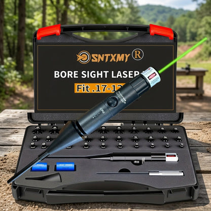 Bore Sight Laser Kit Red Green Boresighter with 8 or 32 Adapters Universal Multi-Caliber 0.17 Cal to 12GA for Rifle Pistol Shotgun - Tactical Gun Zeroing Tool