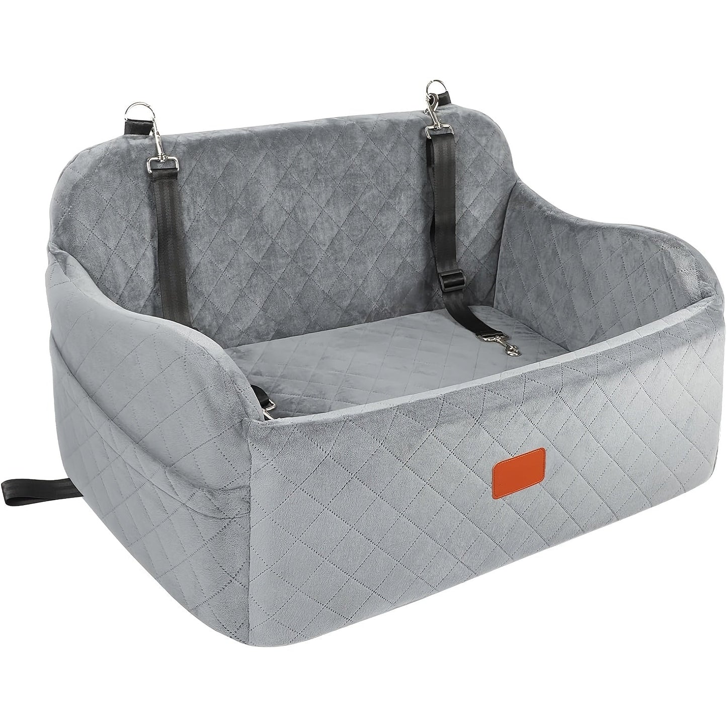 Dog Car Seat for Medium Large Dogs – Washable Memory Foam Pet Travel Car Bed with Seat Belt Pass-Through, Adjustable Straps & 3-Point Installation, Gray Black Brown All Black Black Gray