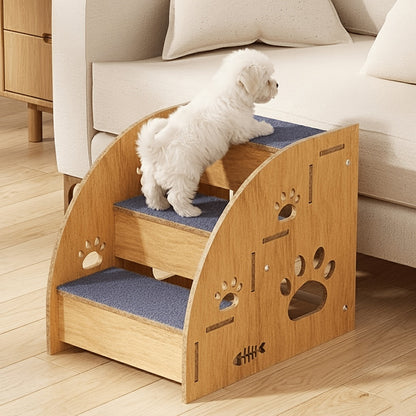 Pet Stairs for Dogs & Cats – Non-Slip 3 or 4 Step Staircase with Safety Railings for Bed & Sofa, Compact Ramp Design, 15 Inches High, for Small & Medium Dogs and Cats