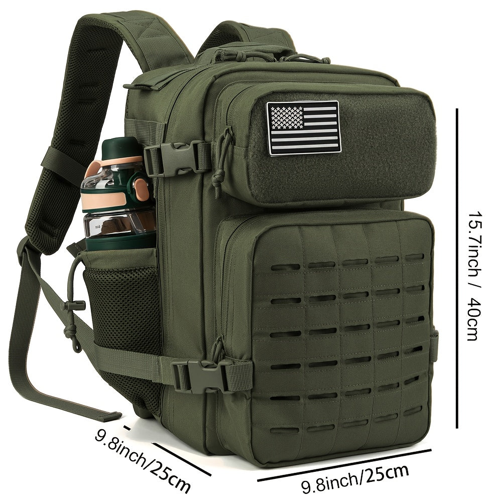 25L MOLLE Tactical Laptop Backpack for Men Women – Military Bug Out Bag Hiking Daypack with Dual Cup Holders, 9 Colors, Office & Outdoor Travel Pack