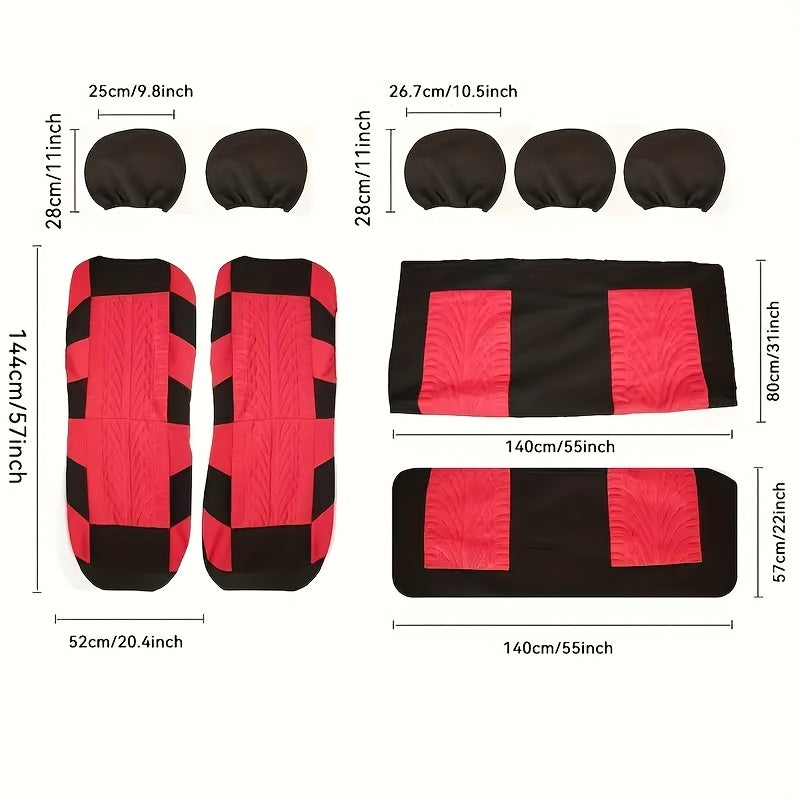 Universal Car Seat Covers for 5-Seater Vehicles - Butterfly & Tire Pattern, Thickened Wear-Resistant Breathable Fabric, Full Set Front & Rear Seat Protection, Fits Most Cars, Trucks & SUVs