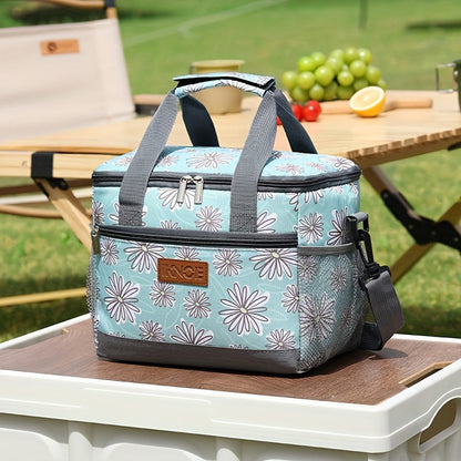 Insulated Lunch Bag Foldable Leakproof Thermal Tote for Work School Travel Picnic – Aluminum Foil Lining Keeps Food Cold Fresh Bento Box Bag Black Green Pink Floral