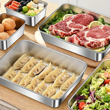 Stainless Steel Food Storage Containers with Lids 5-Pack, Reusable Airtight Meal Prep Containers, Durable Baking Trays for Picnic, Refrigerator Organization & Lunch Prep – BPA-Free Kitchen Storage Set