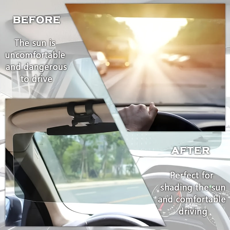 Car Sun Visor Extender UV400 Polarized Anti-Glare Shield Adjustable Clip-On Sun Blocker Universal Fit for Safe Comfortable Driving Day and Night