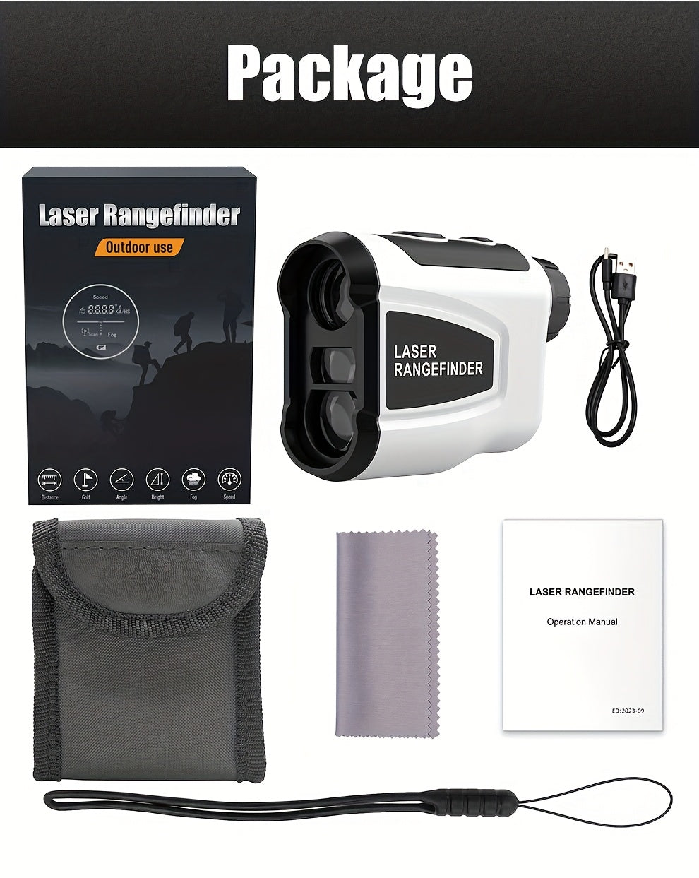 Golf Laser Rangefinder 1200 Yards – 6.5x Magnification Slope Compensation HD Flag Lock Anti-Vibration USB Rechargeable, High Precision Quick Positioning Golf Distance Meter, White Sleek Design