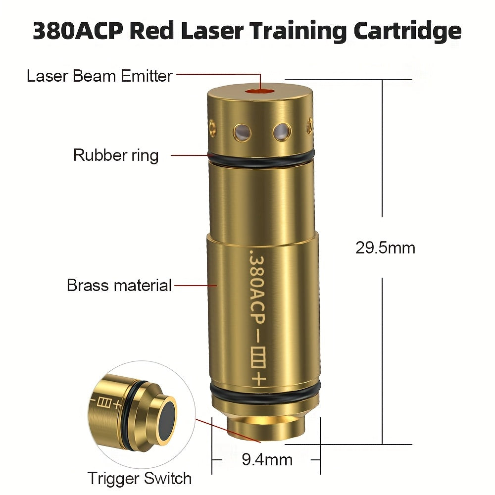 Dry Fire Laser Training Cartridge Multi-Caliber – 9mm / 45ACP / .223Rem Laser Bullet for Dry Fire Training System & Bore Sighter, Durable Copper, Class IIIA 650nm, 9 Batteries Included – Shooting Gift for Men