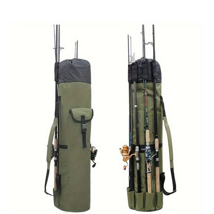 Fishing Rod Bag Large Capacity Folding Durable Fishing Gear Carrier Bag Multifunctional Rod Holder Case with Two Lead Weights Fits Multiple Rods Tackle Organizer for Freshwater Saltwater Fishing