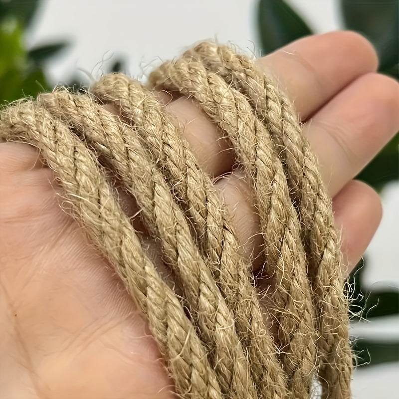 Natural Jute Rope 6mm x 787" (65 ft) Rustic Beige Twine for DIY Crafts Cat Scratch Post Home Decor Bundling & Hanging - Sturdy Decorative Jute Cord