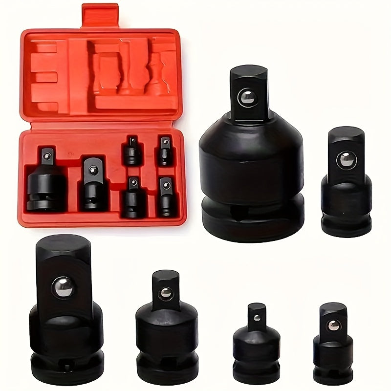 6-Piece Impact Adapter & Reducer Set 1/4" to 3/4" Drive – Chrome-Moly Steel Female-to-Male Air Square Drive Conversion Wrench Kit with Ball-Retaining Lock & Protective Cover for Auto Repair