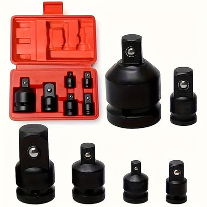 6-Piece Impact Adapter & Reducer Set 1/4" to 3/4" Drive – Chrome-Moly Steel Female-to-Male Air Square Drive Conversion Wrench Kit with Ball-Retaining Lock & Protective Cover for Auto Repair