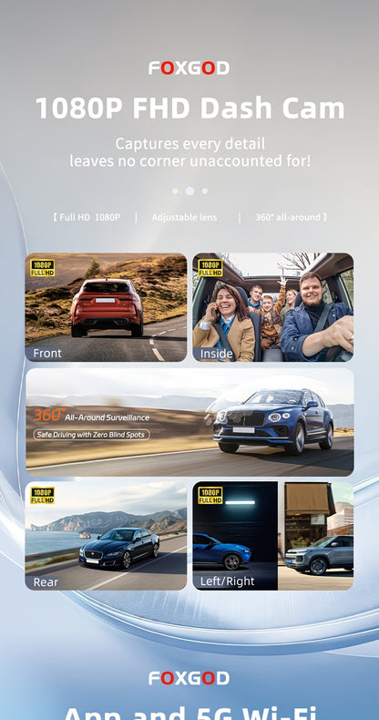 360° Dash Cam 3/4 Channel 1080P HD with Night Vision WDR G-Sensor Loop Recording 24/7 Parking Monitor WiFi, Multi-Lens Car Camera System for Full Coverage Zero Blind Spots