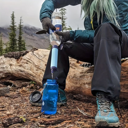 Personal Water Filter Straw Mini Water Purifier Survival Gear for Hiking Camping Travel Emergency Preparedness, Portable Filtration Straw Removes Bacteria & Contaminants - Set 1, 2 & 4 Options