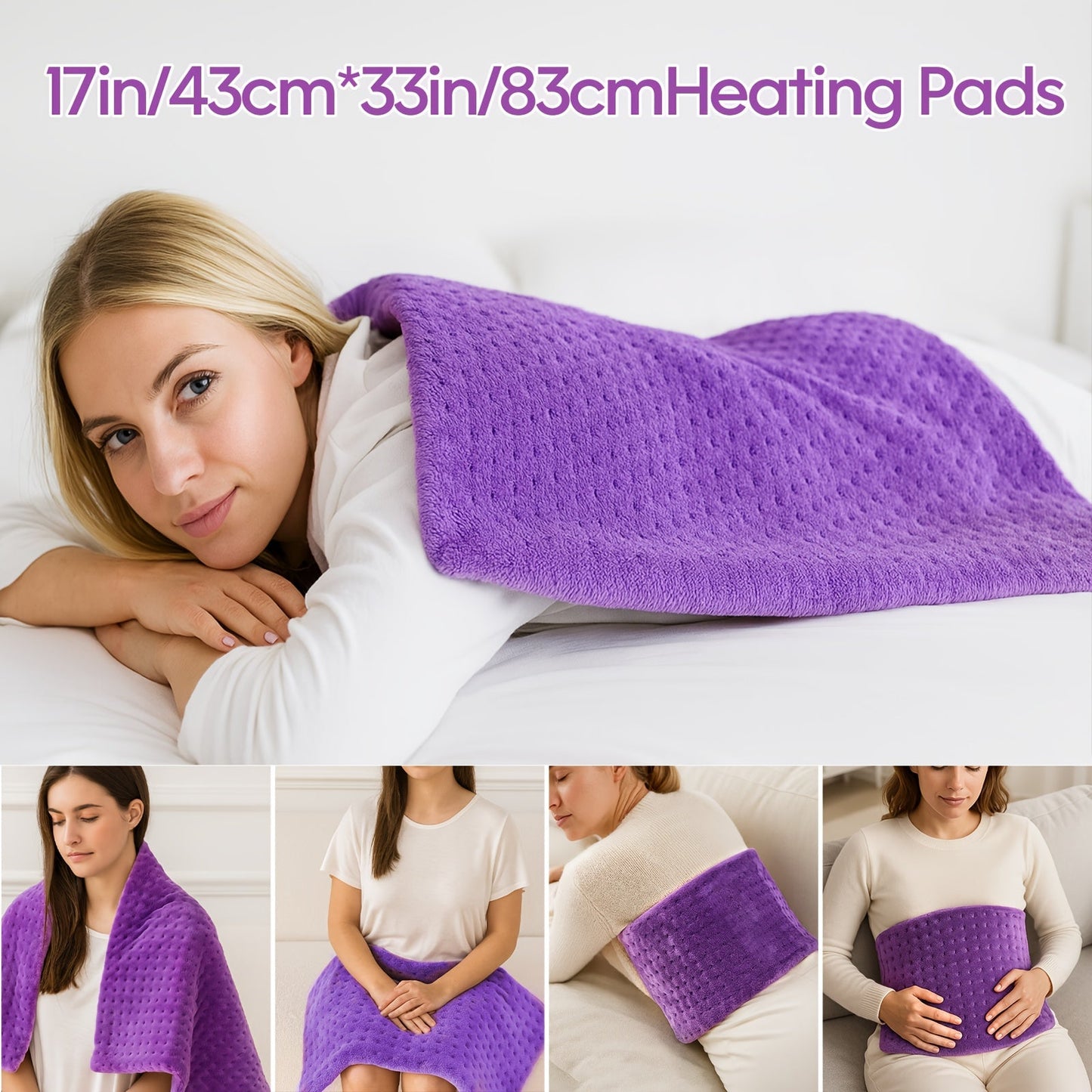 Heating Pad for Back Neck Shoulders & Cramps – Ultra Soft Flannel with 6 Heat Settings, Dry & Moist Heat, Auto Shut-Off, Machine Washable, 3 Sizes (12x15 / 12x24 / 17x33 in), Perfect Gift for Mom