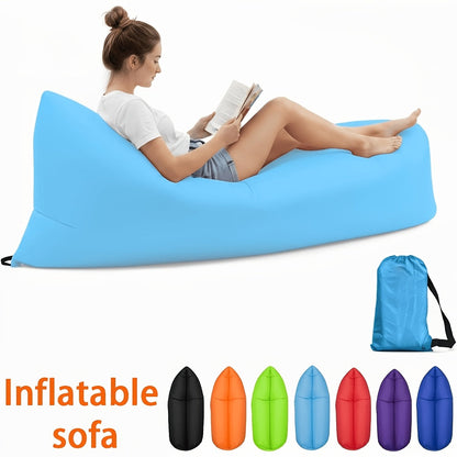 Foldable Inflatable Sofa Lounge Chair Portable Lazy Air Sofa for Camping Beach Music Festivals Outdoor Gatherings Quick Inflation Adults Purple Blue Green Black Red Yellow Orange