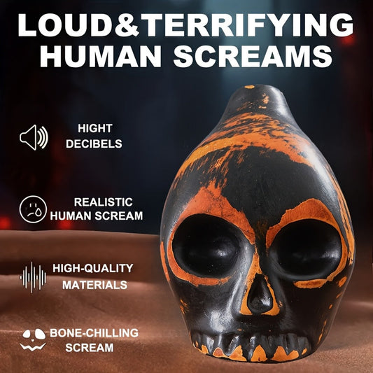 Aztec Death Whistle Handcrafted Ceramic Skull Musical Instrument Replica – Unique Gift for History Lovers, Collectors & Halloween Decor, No Batteries Required