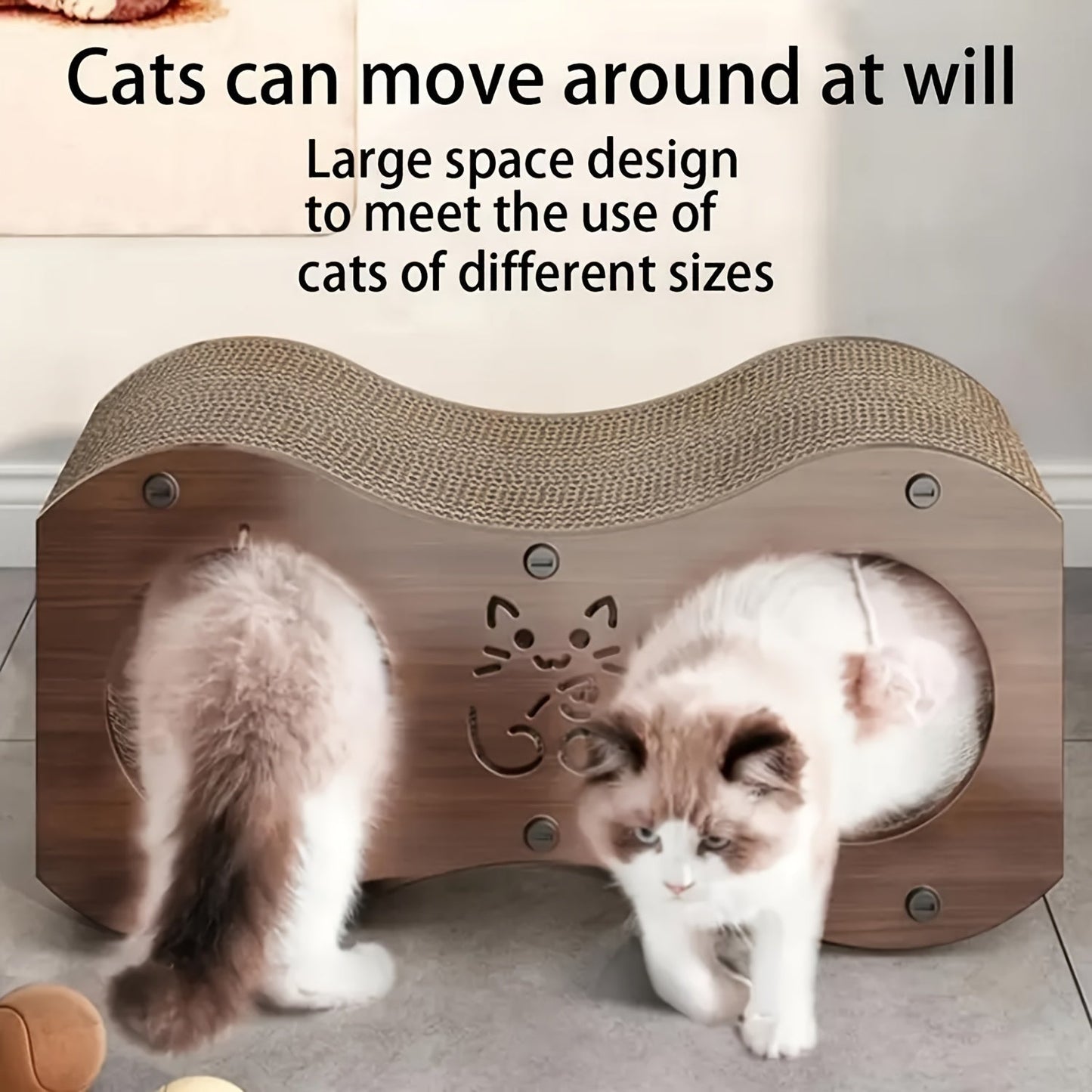 Walnut Cat Scratching Post with Integrated Cat Bed – 4-Season Woven Scratch Pad, Indoor Cat Scratcher for Lounging & Play, All Breeds