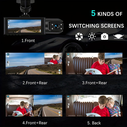 Dual Dash Cam Front & Inside 1080P – IR Night Vision, 150° Wide Angle, Loop Recording, Car DVR Camera with 32GB/64GB SD Card Option, 2" or 3.16" Screen