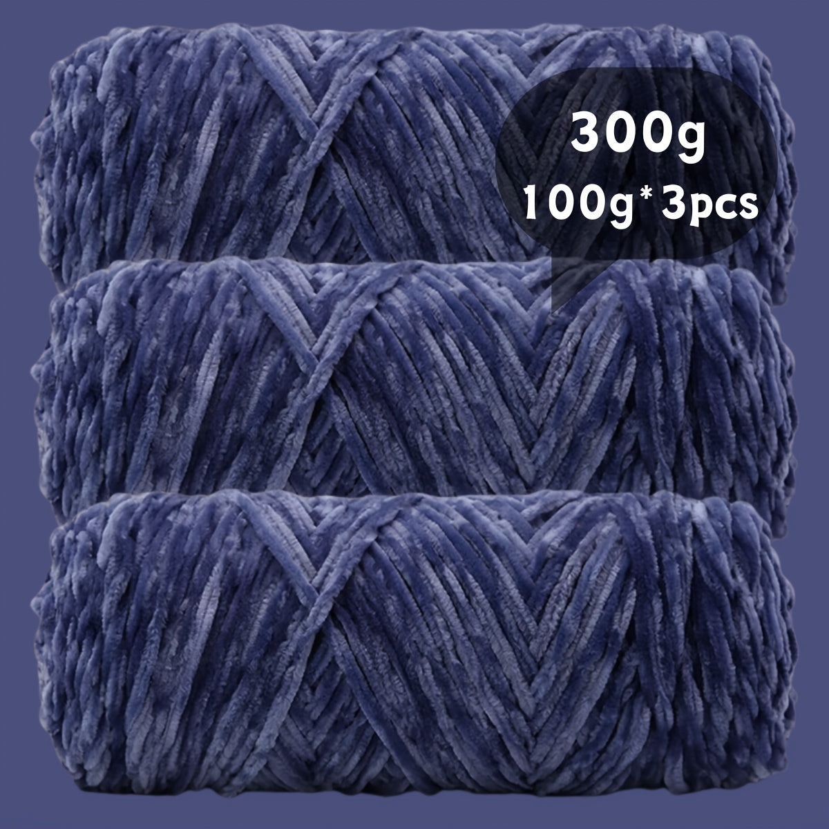 Velvet Chenille Yarn 3-Pack 300g (100g x3) Soft Bulky Knitting Crochet Yarn 47 Colors Beginner Friendly Luxury Handcraft for Sweaters Scarves Hats Dolls Bags Amigurumi DIY Projects
