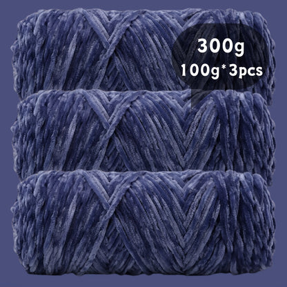 Velvet Chenille Yarn 3-Pack 300g (100g x3) Soft Bulky Knitting Crochet Yarn 47 Colors Beginner Friendly Luxury Handcraft for Sweaters Scarves Hats Dolls Bags Amigurumi DIY Projects