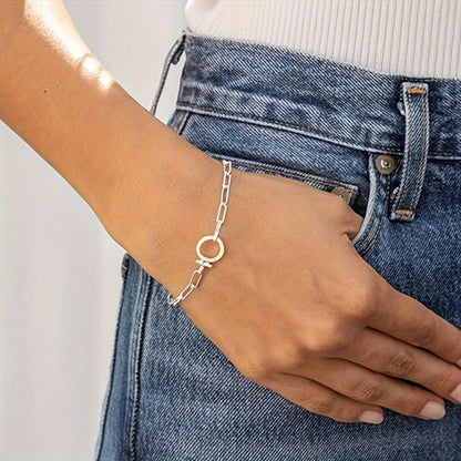 925 Sterling Silver Parker Link Bracelet for Women - Paper Clip Chain Iconic Buckle Elegant Luxury Boho Bracelet Gift for Wife Mom Friend - Valentine's Day Christmas Birthday