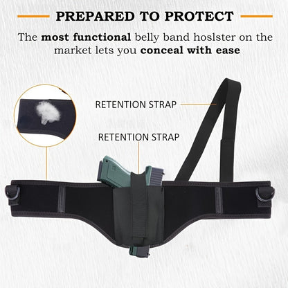Belly Band Holster Concealed Carry Universal Ambidextrous Fits 9mm Glock G-Series Sig P365 LCP LC9 – Adjustable Quick Draw Polyester Waistband Gun Holster for Men Women, Sizes S M L