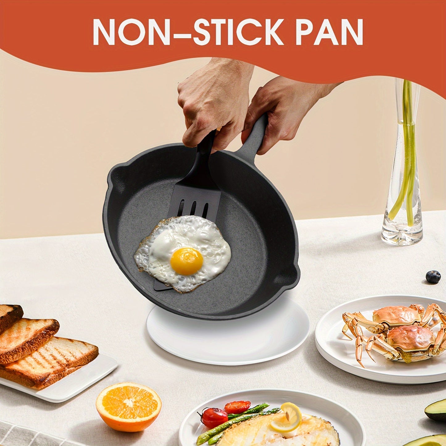 3pcs Cast Iron Skillet Set with Drip Spout – Pre-Seasoned Non-Stick Heavy Duty Cookware for Holiday Cooking, RV Camping, Campfire Meals, Oven & Stovetop Safe Kitchen Gift