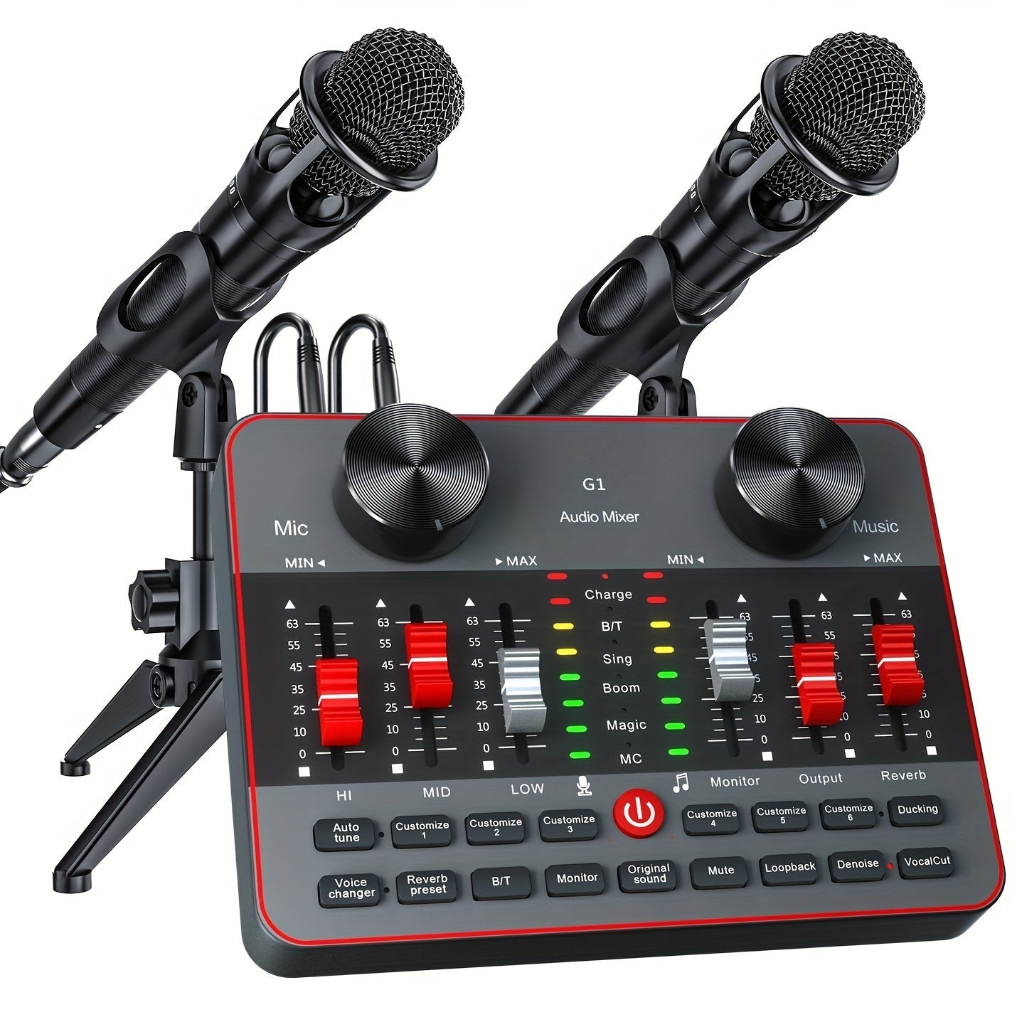 Podcast Equipment Bundle with Audio Interface - 2 BM-800 Condenser Microphones DJ Mixer Live Sound Card, Complete Home Recording Studio Kit for Streaming Gaming Singing YouTube Twitch