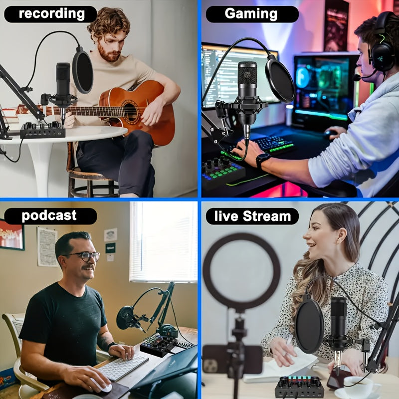 BM800 Condenser Microphone & Sound Card Recording Kit – Home Studio Bundle for Podcasting, Streaming, Voice Overs & Music, Compatible with PC, Smartphone & Tablet, Multiple Models Available