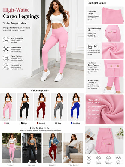 Women's High Waist Yoga Leggings 5 Pack with Pockets Tummy Control Slim Fit 4-Way Stretch Soft Breathable Workout Leggings for Gym Running Training Daily Wear Multipack Value Set