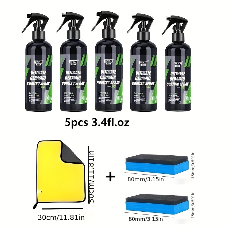 Ceramic Car Coating Spray – High-Gloss Paint Protection & Coating Renewal Agent, Fast-Acting Multi-Functional Ceramic Shield Spray for Car, Truck & SUV Paint, Glass & Trim