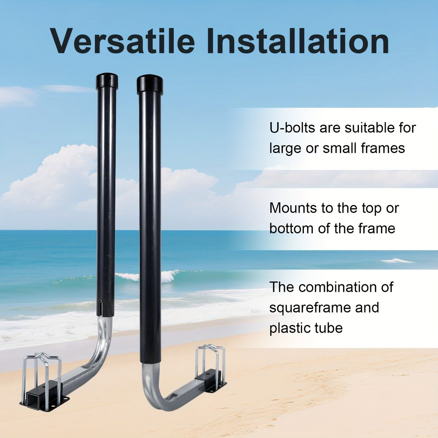 Adjustable Boat Trailer Guide Poles 31"-60" L-Shaped Galvanized Stainless Steel with Black PVC Pipes - Trailer Guide Ons for Ski Boat, Fishing Boat & Sailboat Trailer