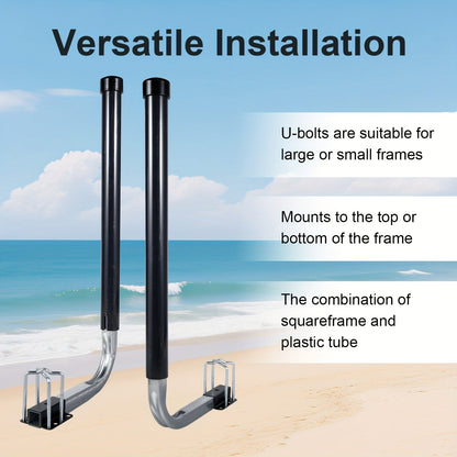 Adjustable Boat Trailer Guide Poles 31"-60" L-Shaped Galvanized Stainless Steel with Black PVC Pipes - Trailer Guide Ons for Ski Boat, Fishing Boat & Sailboat Trailer