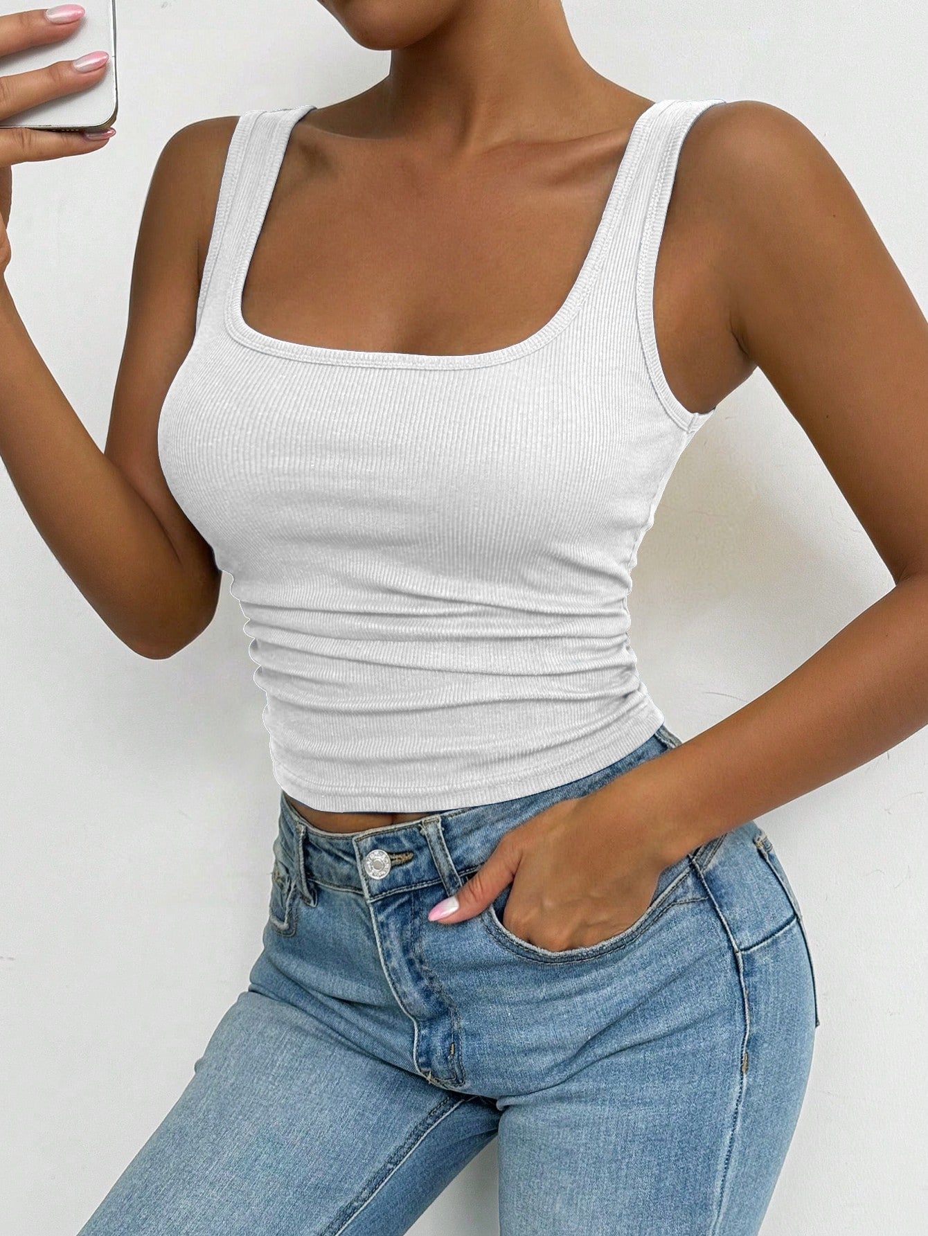 Women's Ribbed Tank Top 4-Pack – Fitted Sleeveless Crew Neck Pullover Vest in Solid Colors, High Stretch Fabric for Layering, Casual & Everyday Wear, Spring Summer Fall, Sizes S to XXL