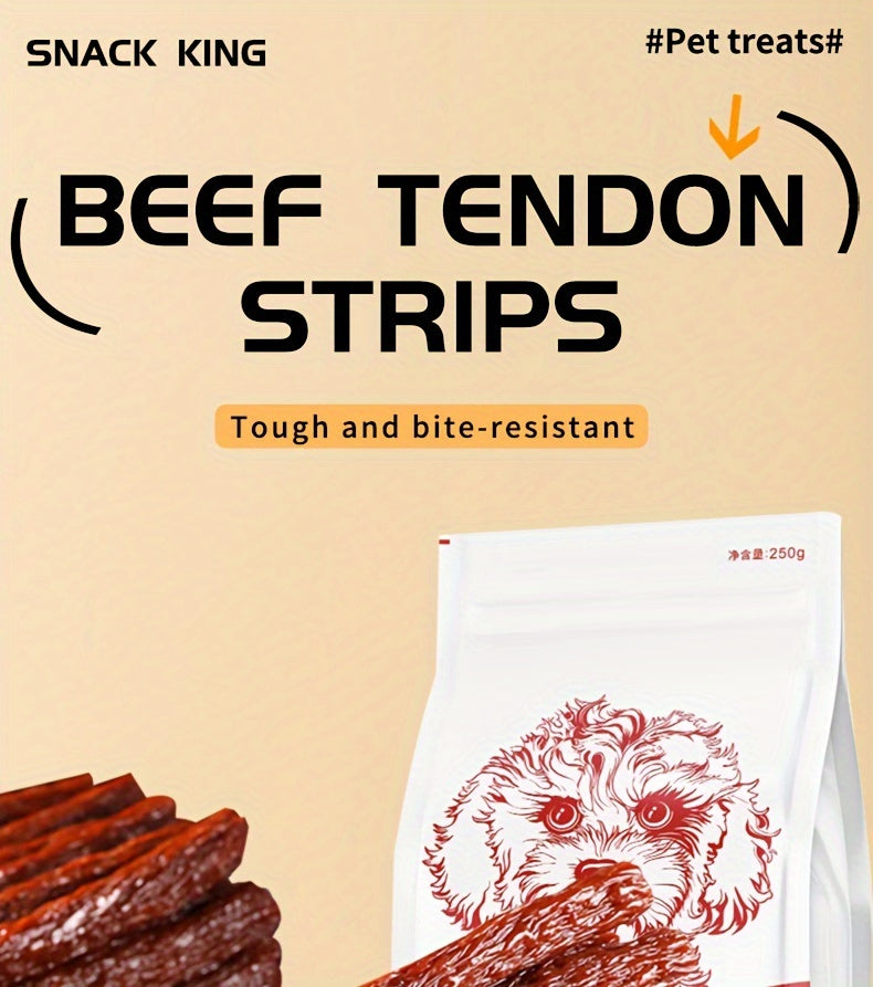 Dried Beef Tendon Dog Chews Natural High-Protein Jerky Treats & Chew Sticks for Training Rewards, All Breeds, 250g / 500g 2-Pack Options