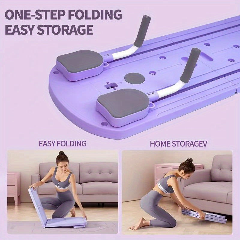 8-in-1 Foldable Pilates Board with Resistance Bands – Multi-Functional Core Abdominal Trainer, Anti-Deformation PP Material, Stable Flat Design, Compact Storage, Home Gym Equipment for Men & Women
