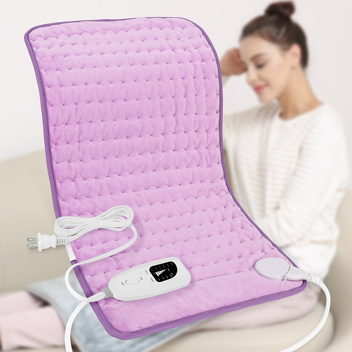 Extra Large Heating Pad 24"x12" for Back Neck Shoulders – 6 Heat Settings Auto Shut-Off Wet Dry Washable Flannel Electric Heating Pad Gift