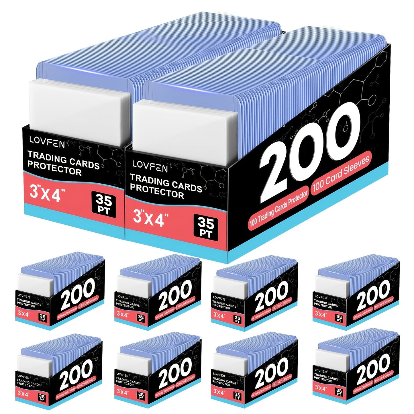 3x4 Top Load Card Holders & Sleeves for Baseball & Trading Cards – Hard Plastic Regular Top Loaders, 100 to 2000 Count Sets for Sports Football Pokemon Cards, Card Collector Supplies