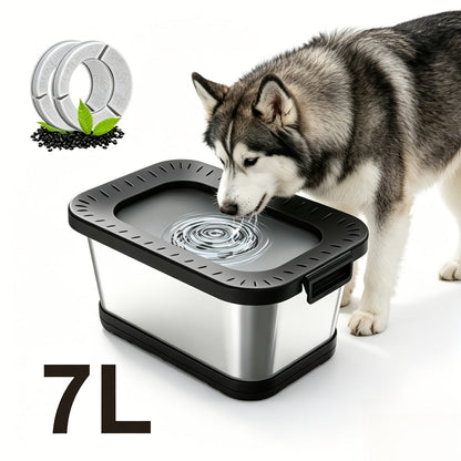 7L Stainless Steel Dog Water Bowl Anti-Spill Splash-Proof Slow Feeder for Messy Drinkers Heavy Duty Indoor Outdoor Pet Bowl – Large Capacity
