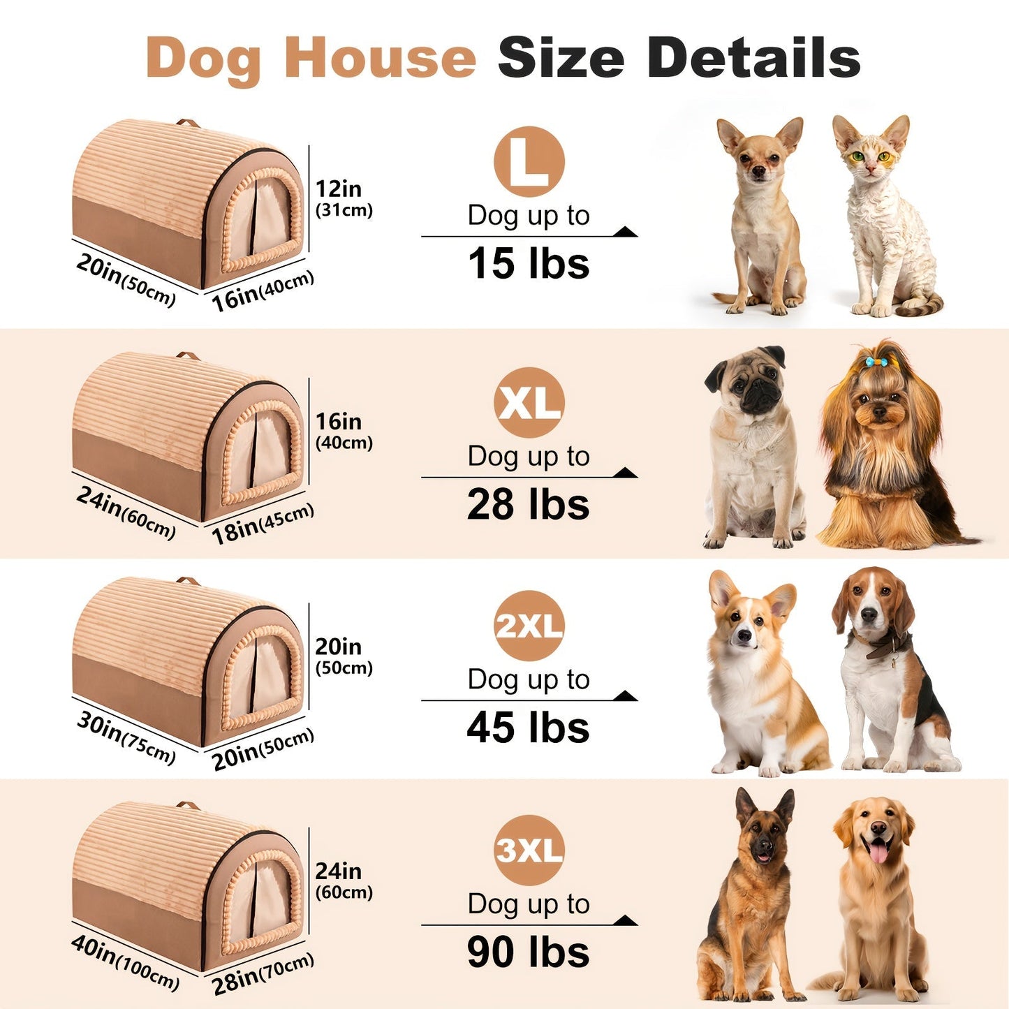 Foldable Dog Bed Cave 2-in-1 All Season – Fully Enclosed Covered Pet House with Handle, Soft Fluffy Non-Slip Washable Nest for Large, Medium & Small Dogs and Cats – Free Drool Bib – Velora